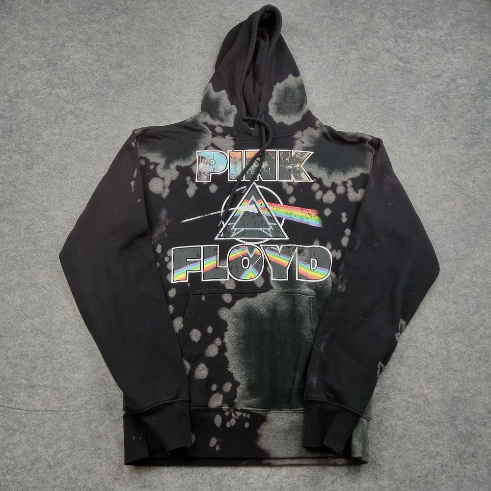 Pink Floyd Hoodie Mens Small Acid Bleach‎ Tie Dye Dark Side Prism Band Merch
